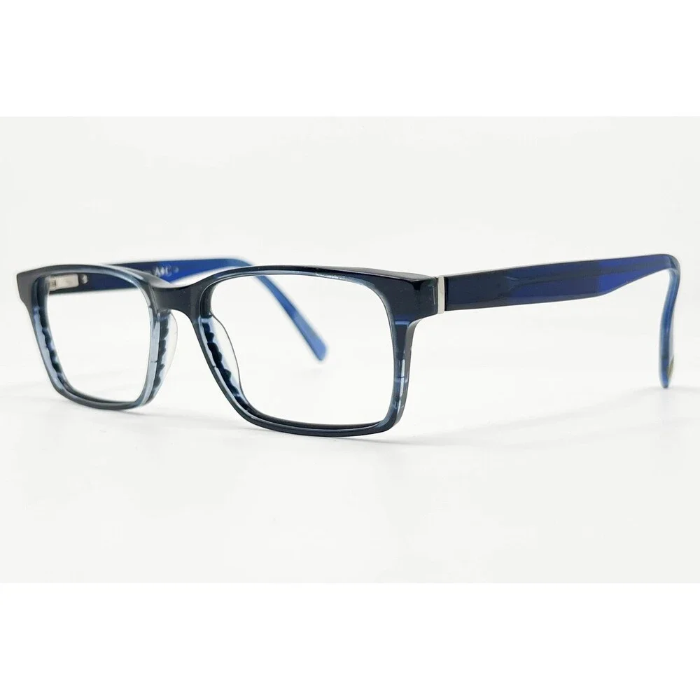 A+C Eyeglasses Mens Blue Rectangle Full Rim Frames 52-16-140